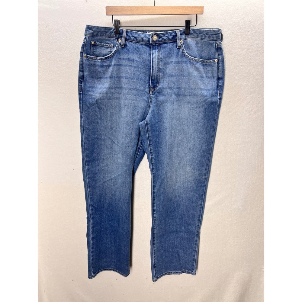 Seven7 Loose Straight Jeans Womens 16 Blue Medium Wash Denim Stretch 3323